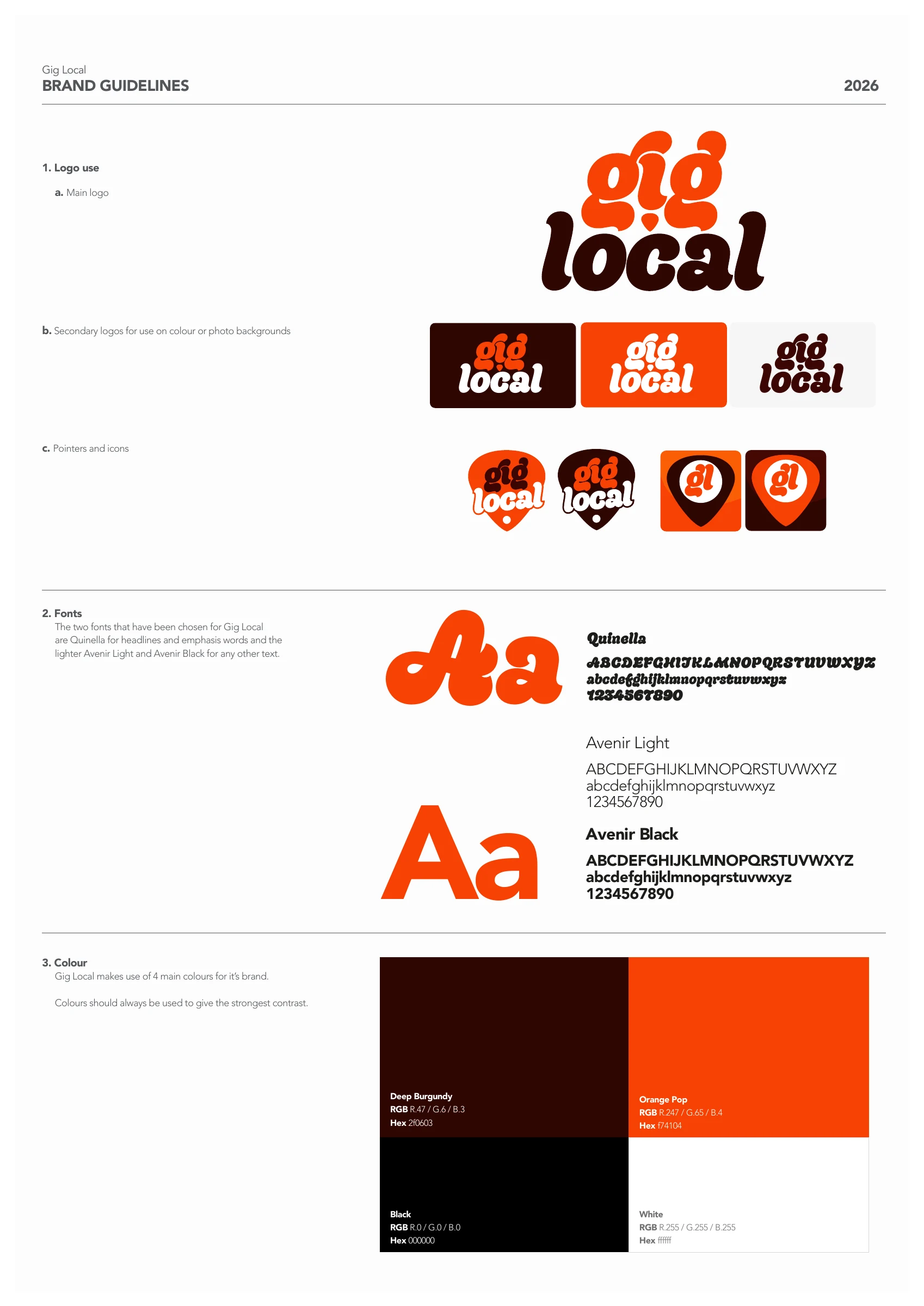 The giglocal brand identity sheet