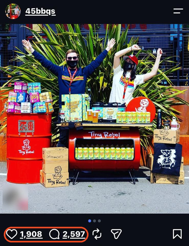 45 BBQs giveaway post with 1,908 likes and 2,597 comments circled