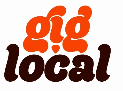 giglocal logo in orange and deep burgundy